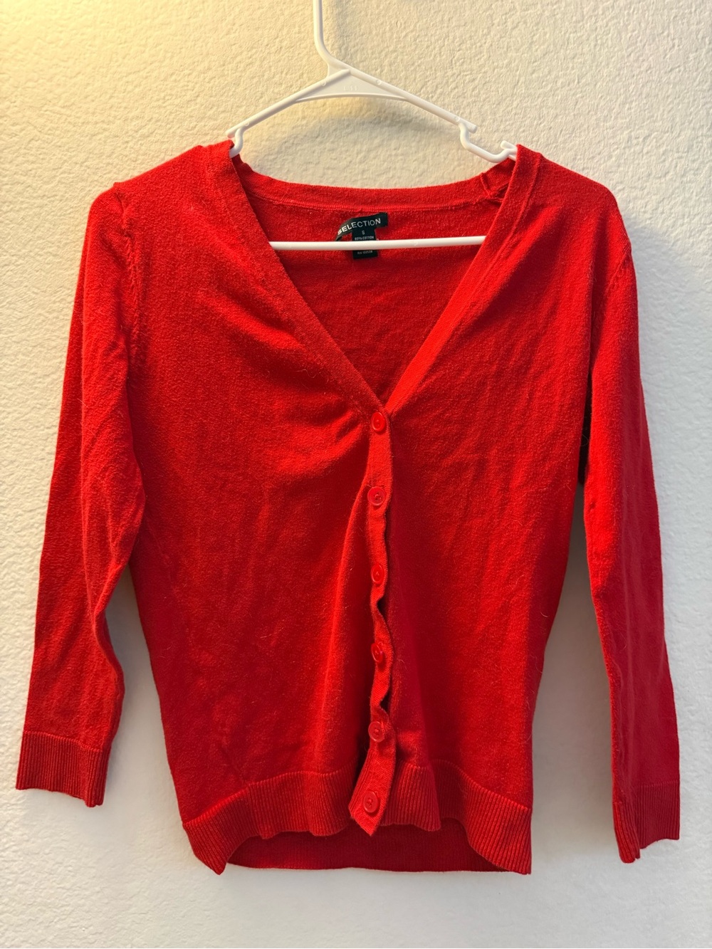 Nordstrom Selection Red V-Neck Button Cardigan Button Down Sweater Size Small